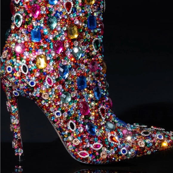 Azalea wang Vibrant Multicolor Embellished Ankle Boots - Picture 3 of 3